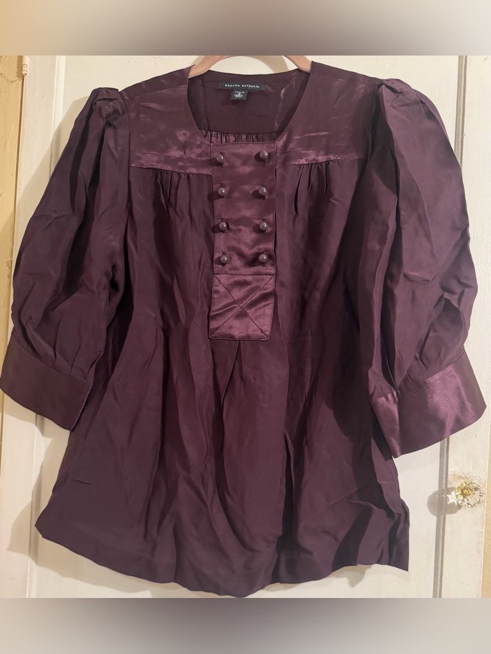 Banana Republic Deep Plum Satin -Trim Shell